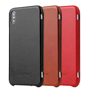 For iPhone XS Max Fierre Shann Business Magnetic Horizontal Flip Genuine Leather Case(Red)