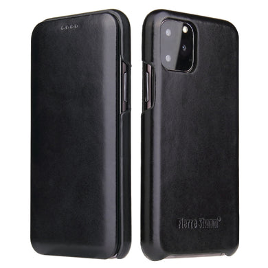For iPhone 11 Fierre Shann Business Magnetic Horizontal Flip Genuine Leather Case (Black)