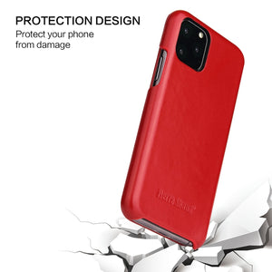 For iPhone 11 Fierre Shann Business Magnetic Horizontal Flip Genuine Leather Case (Red)