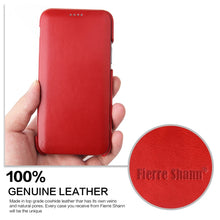 For iPhone 11 Fierre Shann Business Magnetic Horizontal Flip Genuine Leather Case (Red)