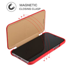 For iPhone 11 Fierre Shann Business Magnetic Horizontal Flip Genuine Leather Case (Red)