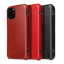 For iPhone 11 Fierre Shann Business Magnetic Horizontal Flip Genuine Leather Case (Red)