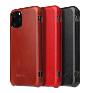 For iPhone 11 Pro Fierre Shann Business Magnetic Horizontal Flip Genuine Leather Case (Red)