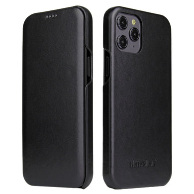 For iPhone 12 mini Fierre Shann Business Magnetic Horizontal Flip Genuine Leather Case (Black)