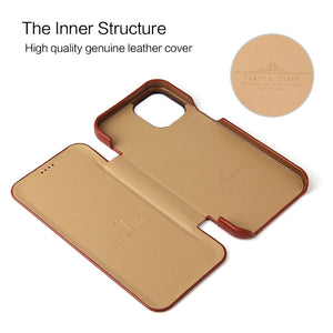 For iPhone 12 mini Fierre Shann Business Magnetic Horizontal Flip Genuine Leather Case (Brown)