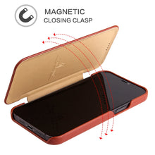 For iPhone 12 mini Fierre Shann Business Magnetic Horizontal Flip Genuine Leather Case (Brown)