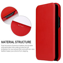 For iPhone 12 mini Fierre Shann Business Magnetic Horizontal Flip Genuine Leather Case (Red)
