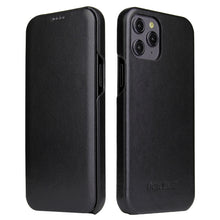 For iPhone 12 / 12 Pro Fierre Shann Business Magnetic Horizontal Flip Genuine Leather Case(Black)