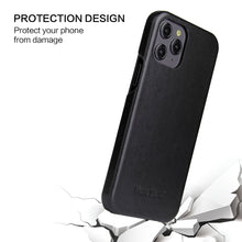 For iPhone 12 / 12 Pro Fierre Shann Business Magnetic Horizontal Flip Genuine Leather Case(Black)