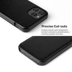 For iPhone 12 / 12 Pro Fierre Shann Business Magnetic Horizontal Flip Genuine Leather Case(Black)