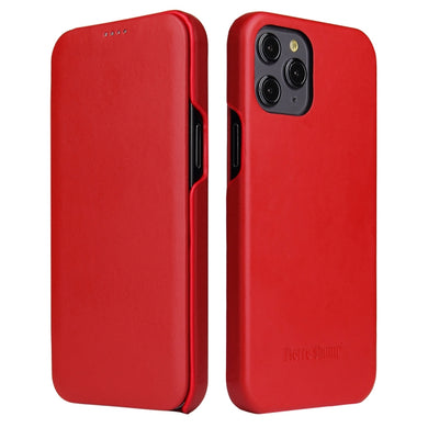 For iPhone 12 / 12 Pro Fierre Shann Business Magnetic Horizontal Flip Genuine Leather Case(Red)