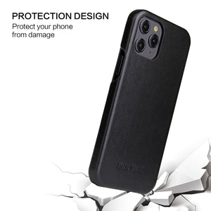 For iPhone 12 Pro Max Fierre Shann Business Magnetic Horizontal Flip Genuine Leather Case(Black)