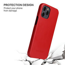 For iPhone 12 Pro Max Fierre Shann Business Magnetic Horizontal Flip Genuine Leather Case(Red)