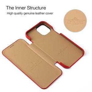 For iPhone 12 Pro Max Fierre Shann Business Magnetic Horizontal Flip Genuine Leather Case(Red)