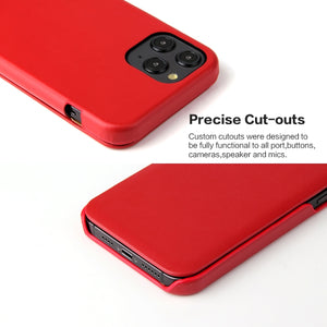 For iPhone 12 Pro Max Fierre Shann Business Magnetic Horizontal Flip Genuine Leather Case(Red)