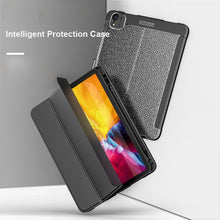 Lychee Peel Texture Horizontal Deformation Flip TPU Leather Case with Three-folding Holder & Sleep / Wake-up Function For iPad Pro 12.9 inch (2018)(Black)