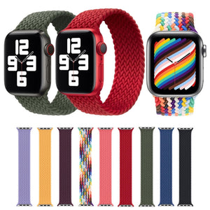 Nylon Single-turn Braided Watch Band For Apple Watch Series 8&7 41mm / SE 2&6&SE&5&4 40mm / 3&2&1 38mm, Length:S 130mm(Crimson Cherry)
