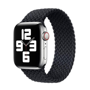 Nylon Single-turn Braided Watch Band For Apple Watch Series 8&7 41mm / SE 2&6&SE&5&4 40mm / 3&2&1 38mm(Black)