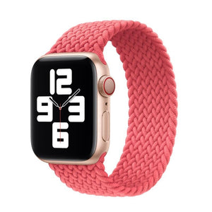 Nylon Single-turn Braided Watch Band For Apple Watch Series 7 41mm / 6 & SE & 5 & 4 40mm / 3 & 2 & 1 38mm, Length:M 145mm(Pink)
