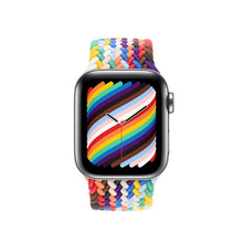 Nylon Single-turn Braided Watch Band For Apple Watch Series 8&7 41mm / SE 2&6&SE&5&4 40mm / 3&2&1 38mm, Length:M 145mm(Rainbow Color)