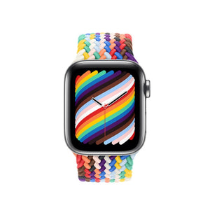 Nylon Single-turn Braided Watch Band For Apple Watch Series 8&7 41mm / SE 2&6&SE&5&4 40mm / 3&2&1 38mm, Length:M 145mm(Rainbow Color)