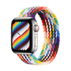 Nylon Single-turn Braided Watch Band For Apple Watch Series 8&7 41mm / SE 2&6&SE&5&4 40mm / 3&2&1 38mm, Length:M 145mm(Rainbow Color)