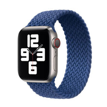Nylon Single-turn Braided Watch Band For Apple Watch Series 8&7 41mm / SE 2&6&SE&5&4 40mm / 3&2&1 38mm, Length:L 155mm(Blue)