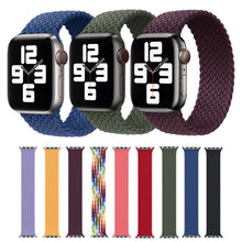 Nylon Single-turn Braided Watch Band For Apple Watch Series 8&7 41mm / SE 2&6&SE&5&4 40mm / 3&2&1 38mm, Length:L 155mm(Black)
