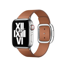 Modern Style Leather Watch Band For Apple Watch Series 7 41mm / 6 & SE & 5 & 4 40mm / 3 & 2 & 1 38mm(Brown)