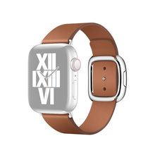 Modern Style Leather Watch Band For Apple Watch Series 7 45mm / 6 & SE & 5 & 4 44mm / 3 & 2 & 1 42mm(Brown)