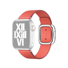 Modern Style Leather Watch Band For Apple Watch Series 7 45mm / 6 & SE & 5 & 4 44mm / 3 & 2 & 1 42mm(Watermelon Red)