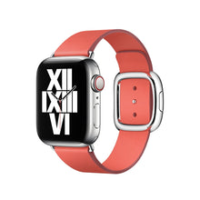 Modern Style Leather Watch Band For Apple Watch Series 7 45mm / 6 & SE & 5 & 4 44mm / 3 & 2 & 1 42mm(Watermelon Red)
