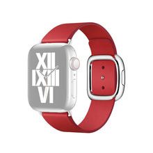 Modern Style Leather Watch Band For Apple Watch Series 7 45mm / 6 & SE & 5 & 4 44mm / 3 & 2 & 1 42mm(Red)