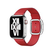 Modern Style Leather Watch Band For Apple Watch Series 7 45mm / 6 & SE & 5 & 4 44mm / 3 & 2 & 1 42mm(Red)