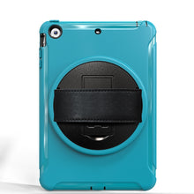 For iPad mini 3 & 2 & 1 360 Degree Rotation PC+TPU Protective Cover with Holder & Hand Strap(Light Blue)
