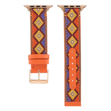 Ethnic Leather Watch Band For Apple Watch Series 7 41mm / 6 & SE & 5 & 4 40mm / 3 & 2 & 1 38mm(Orange)