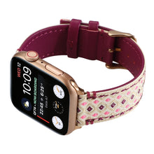 Ethnic Leather Watch Band For Apple Watch Series 7 41mm / 6 & SE & 5 & 4 40mm / 3 & 2 & 1 38mm(Purple)