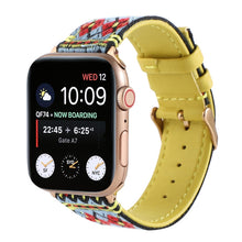 Ethnic Leather Watch Band For Apple Watch Series 7 41mm / 6 & SE & 5 & 4 40mm / 3 & 2 & 1 38mm(Yellow)