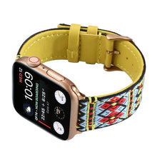 Ethnic Leather Watch Band For Apple Watch Series 7 41mm / 6 & SE & 5 & 4 40mm / 3 & 2 & 1 38mm(Yellow)