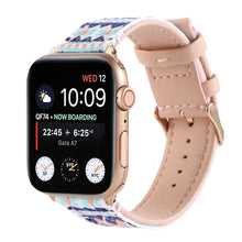 Ethnic Leather Watch Band For Apple Watch Series 7 41mm / 6 & SE & 5 & 4 40mm / 3 & 2 & 1 38mm(Pink)