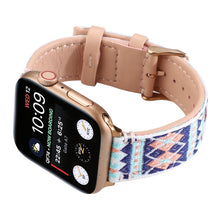 Ethnic Leather Watch Band For Apple Watch Series 7 41mm / 6 & SE & 5 & 4 40mm / 3 & 2 & 1 38mm(Pink)
