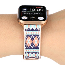 Ethnic Leather Watch Band For Apple Watch Series 7 41mm / 6 & SE & 5 & 4 40mm / 3 & 2 & 1 38mm(Pink)