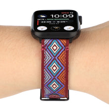 Ethnic Leather Watch Band For Apple Watch Series 7 41mm / 6 & SE & 5 & 4 40mm / 3 & 2 & 1 38mm(Wine Red)