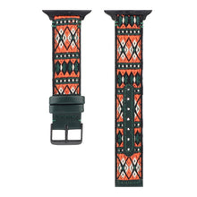 Ethnic Leather Watch Band For Apple Watch Series 7 41mm / 6 & SE & 5 & 4 40mm / 3 & 2 & 1 38mm(Dark Green)