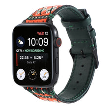 Ethnic Leather Watch Band For Apple Watch Series 7 41mm / 6 & SE & 5 & 4 40mm / 3 & 2 & 1 38mm(Dark Green)