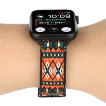 Ethnic Leather Watch Band For Apple Watch Series 7 41mm / 6 & SE & 5 & 4 40mm / 3 & 2 & 1 38mm(Dark Green)