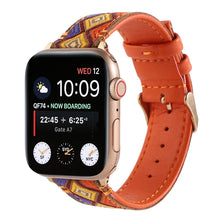 Ethnic Leather Watch Band For Apple Watch Series 7 45mm / 6 & SE & 5 & 4 44mm / 3 & 2 & 1 42mm(Orange)