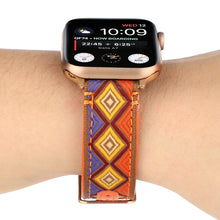 Ethnic Leather Watch Band For Apple Watch Series 7 45mm / 6 & SE & 5 & 4 44mm / 3 & 2 & 1 42mm(Orange)