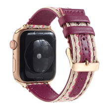 Ethnic Leather Watch Band For Apple Watch Series 7 45mm / 6 & SE & 5 & 4 44mm / 3 & 2 & 1 42mm(Purple)