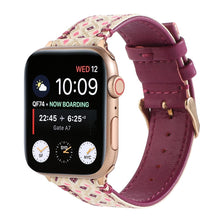 Ethnic Leather Watch Band For Apple Watch Series 7 45mm / 6 & SE & 5 & 4 44mm / 3 & 2 & 1 42mm(Purple)